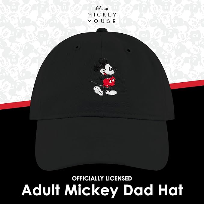 Disney Mickey Mouse Embroidered Cotton Adjustable Dad Hat with Curved Brim