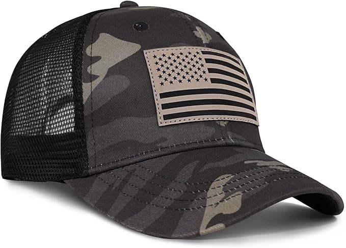 American Flag Trucker Hat - Snapback Hats for Men Women Baseball Cap - Breathable Mesh & Adjustable Fit for Casual Wear