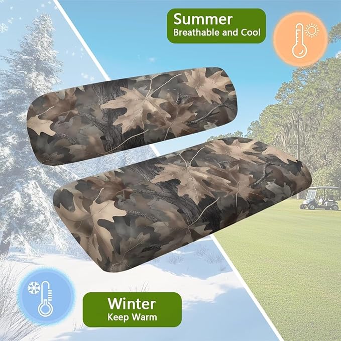 Bulopur 2 Piece Golf Seat Covers for Cart Branch Camo Hunting Golf Cartseatcover Breathable Soft Universal Seat Covers Towel Blanket for Most 2 Passenger Club Car