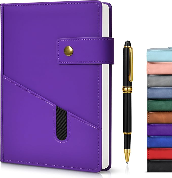 Purple A5 Lined Leather Journal Notebook by vfaejll