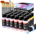 Fantastory Pastel Acrylic Paint Set+12 Brushes, 24 x 2oz Pastel Colors Art by Fantastory