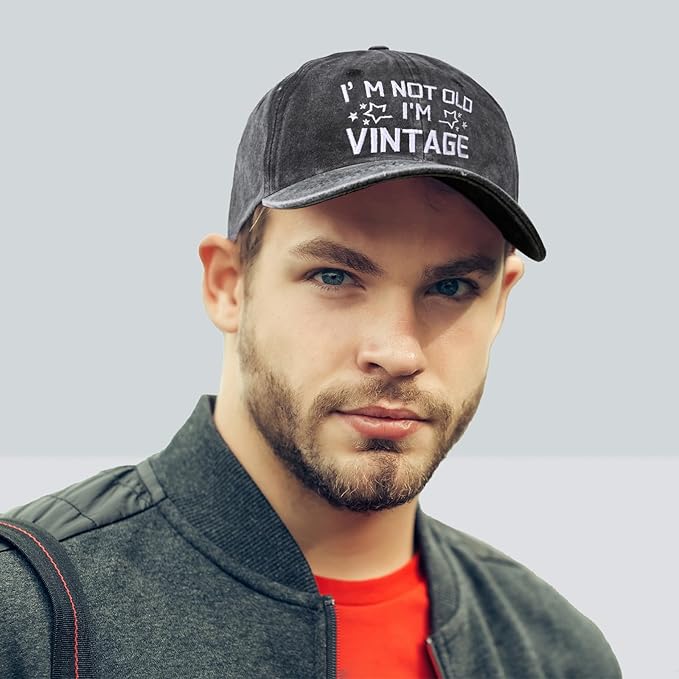Embroidered Baseball Cap for Women Men Vintage Adjustable Washed Distressed Denim Baseball Hat