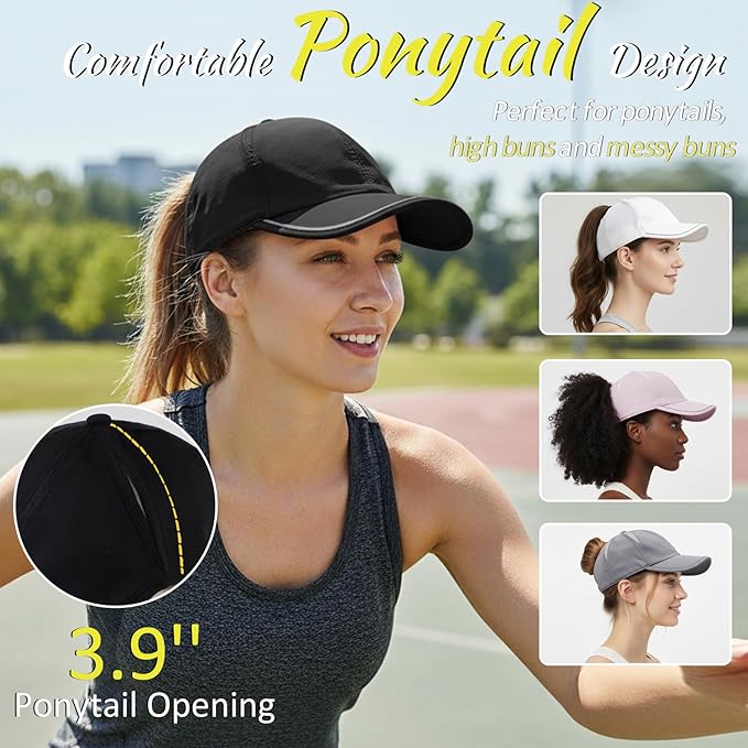 SHINCHIC Womens Ponytail Baseball Cap UPF50+ Waterproof Golf Hat High Bun Pony Cap Breathable Dad Hat for Outdoor