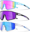 3PACK Kids Sunglasses for 6-14 Boys Girls, Youth Baseball and Cycling UV400 Protection Goggles