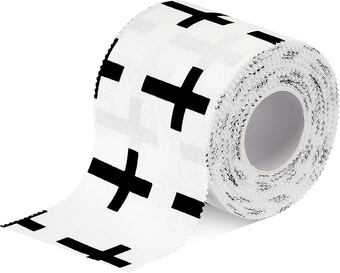 TrelaCo 1 Pcs Wrist Tape Baseball Cross Athletic 2in x 23ft Cotton Cross Wrist Tape Serrated Edges for Fingers Ankles Injury Wrap, Football Baseball Hockey Soccer (White)