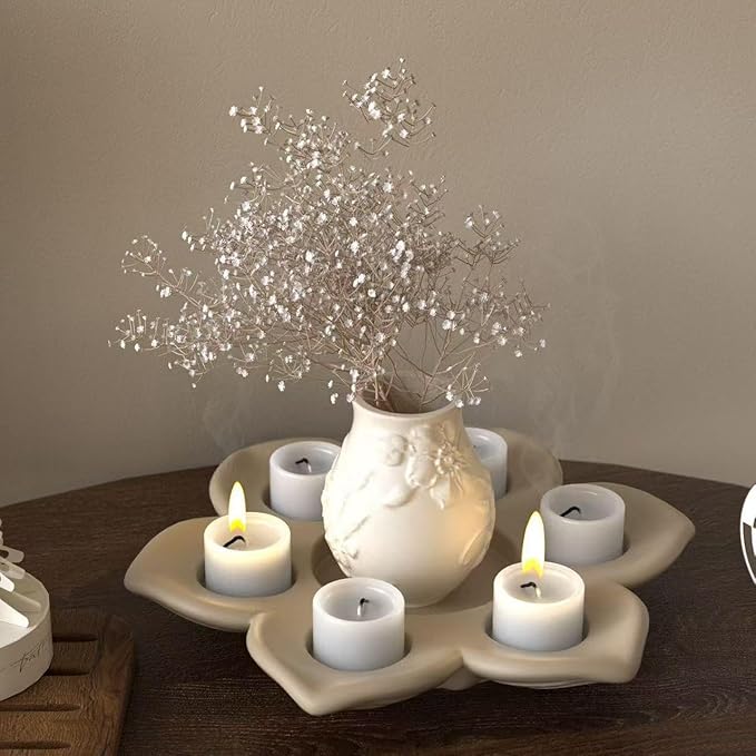 Large Size Lotus Tealight Candles Holder Resin Mold, 7 Empty Spaces 3D Flower - Image 3