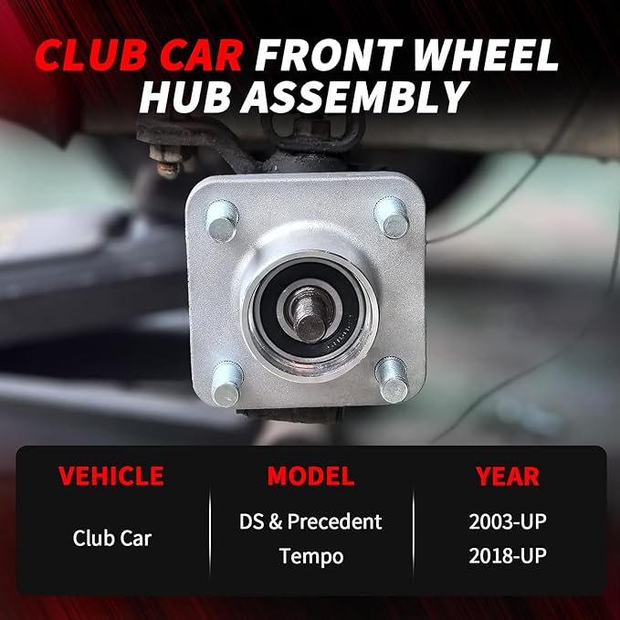 Golf Cart Front Wheel Hub Assembly for Club Car DS & Precedent 2003-Up, Club Car Front Wheel Bearing Hubs with Dust Cover, OEM# 102357701, 2PCS