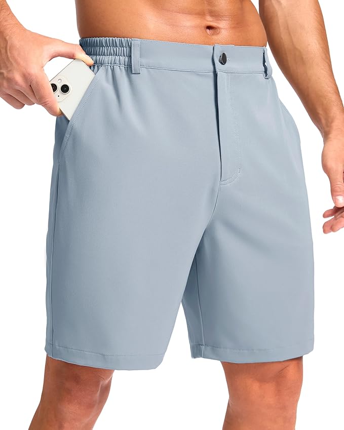 Pudolla Men's Casual Shorts 7"/9"/5" Lightweight Golf Shorts with 3 Pockets Stretch Quick Dry Comfy Work Shorts