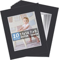 10 Pack Pre-Cut 11 x 14 Black Picture Mats by SOMIME