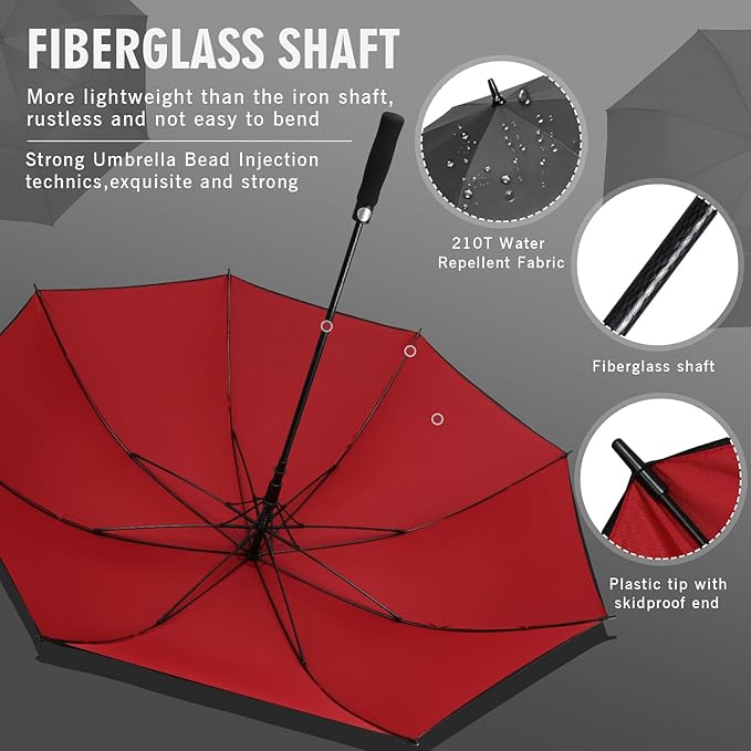 ZOMAKE Golf Umbrella Windproof, Extra Large Oversized Heavy Duty Double Canopy for Rain, Sports Games & Push Cart(51/54/62/68/72Inch)