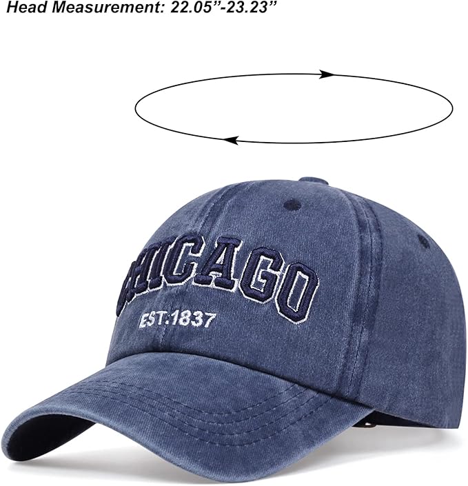 Chicago Hat for Men Women 3D Embroidery Vintage City Dad Hats Baseball Cap