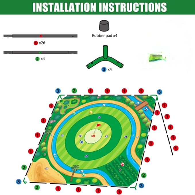 70x70 Inch Golf Chipping Net Battle Golf Extra Large Backyard Practice Net with 40 Training Balls, 3-Turf Hitting Mat, 2 Practice Clubs – Indoor Outdoor Use, Gift for Golf Lovers