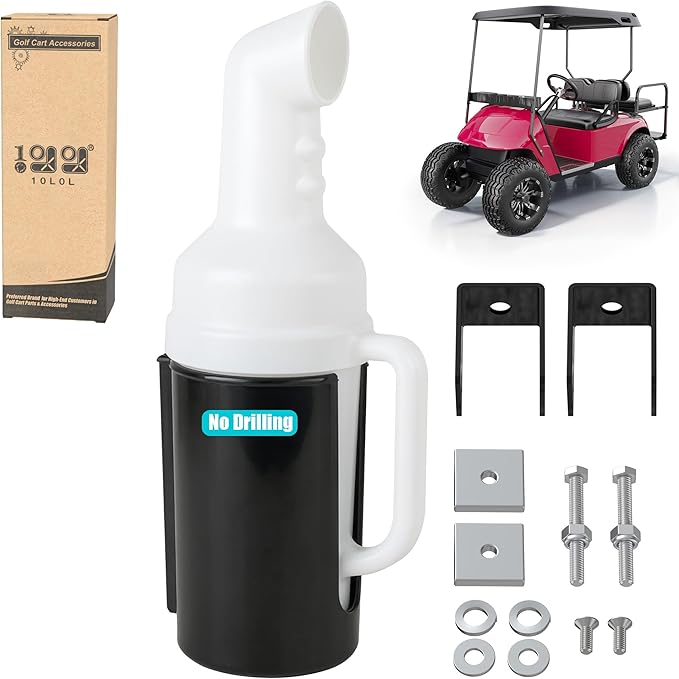 10L0L Universal Golf Cart Sand Bottle for Yamaha EZGO Club Car with 1" Square Tube Bracket, No Drilling Divots Filler Sand & Seed Bottle