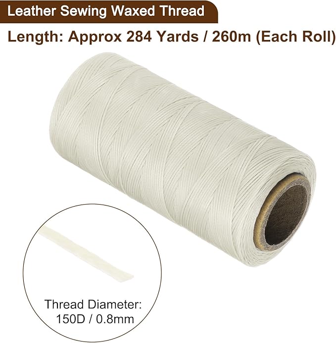 uxcell 150D 0.8mm Flat Waxed Thread 284 Yards Polyester Leather Sewing Waxed - Image 3