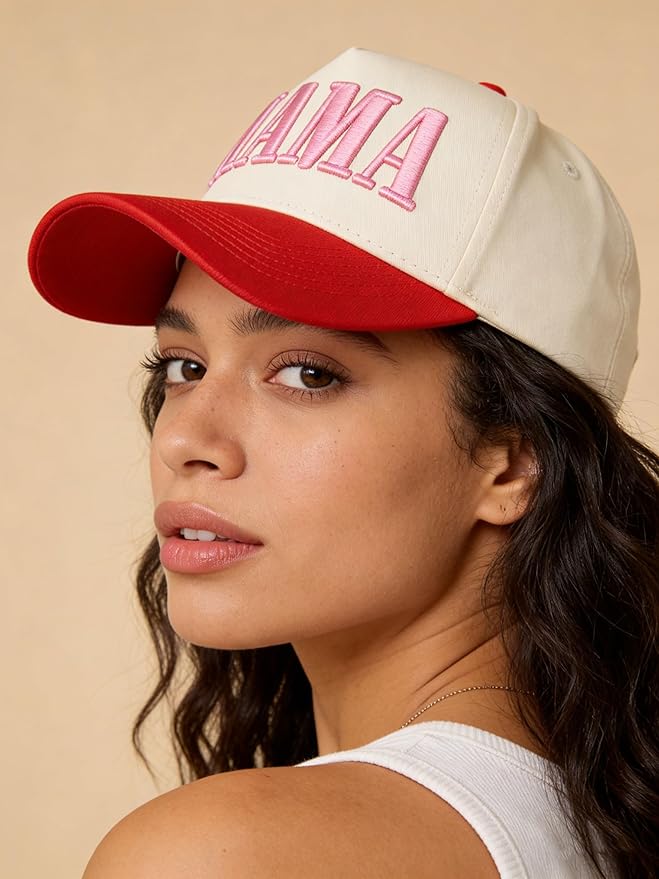Womens Mama Trucker Hat, Vintage Snapback Mom Baseball Cap, Trendy New Mom Gifts Mothers Day Outfits for Mommin