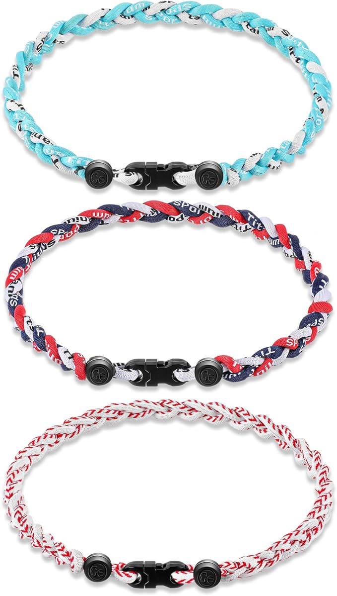 Junkin Baseball Necklaces Three Braided Rope Titanium Necklace for Fans Team Gifts Boys Men Player Softball Sports