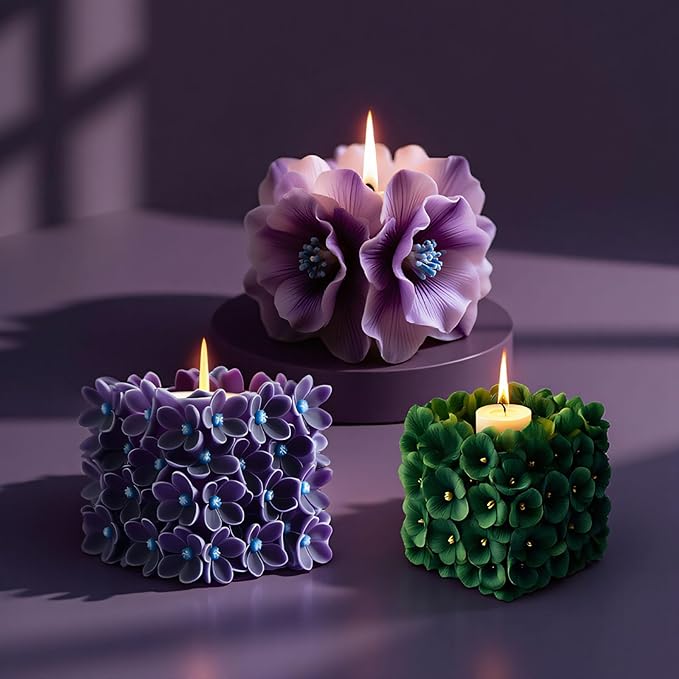 Peony Bouquet Candle Soap Molds, 3D Peony Silicone Mold by Unknown