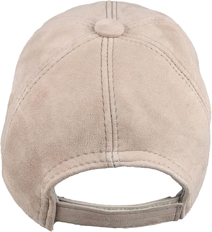 Suede Leather Baseball Cap – Unstructured 6 Panel Adjustable Strapback Hat for Men & Women