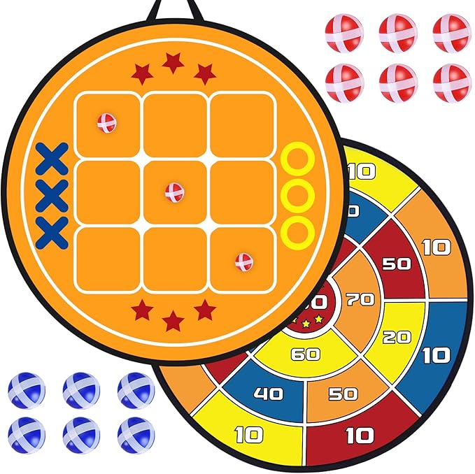 3-in-1 Dart Board for Kids and Adults, Sticky Tic Tac Toe Dart Game for Indoor by Finditop