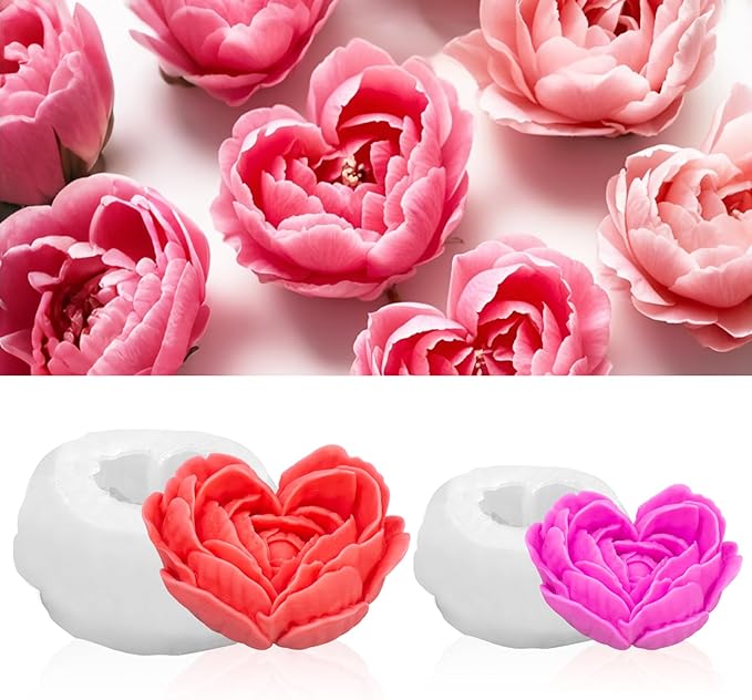 2Pcs Heart Flower Candle Wax molds Silicone Shapes by MGLIFEUL