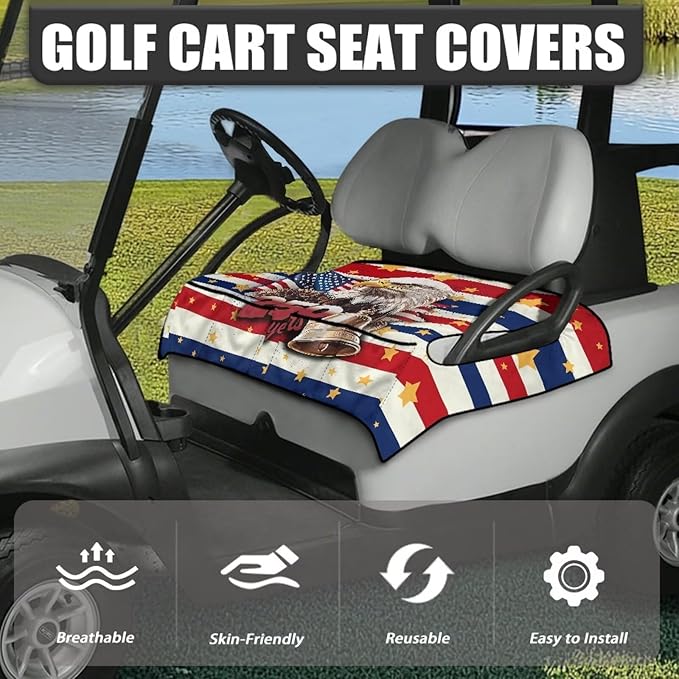 Golf Cart Seat Covers, Universal Golf Cart Seat Towel Blanket with 4 Front Pockets & Nonskid Bottom Fits for Club Car 2 Person Seats Golf Carts