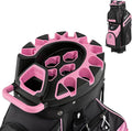 Tangkula Golf Cart Bag with 14-Way Full Length Dividers, 6 Molded Lock Top Golf Club Bag with 11 Pockets, Cooler Bag, Padded Strap, Handles, Umbrella Holder & Rain Hood