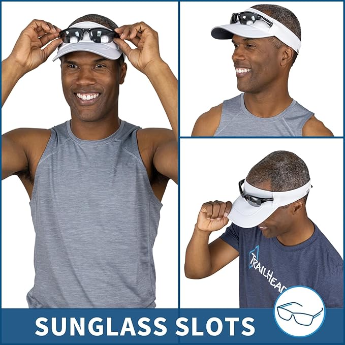 TrailHeads Sun Visor Hat for Men - Recycled Golf Visors for Men - Mens Running Visor for Tennis, Sports, Workouts