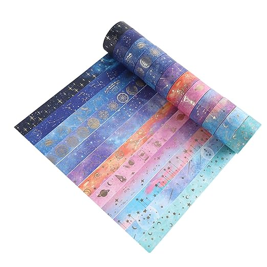 12 Rolls Galaxy Washi Tape Set, Bullet Journal, DIY Crafts, Gift Wrapping - Image 3
