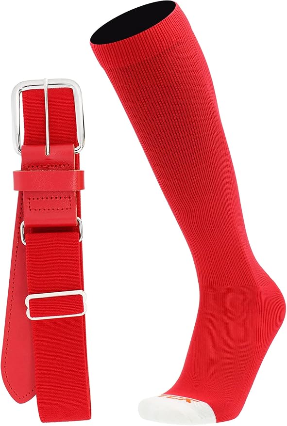 MadSportsStuff Softball or Baseball Socks and Belt Combo - Youth and Adult Sizes Boys and Girls Men and Women