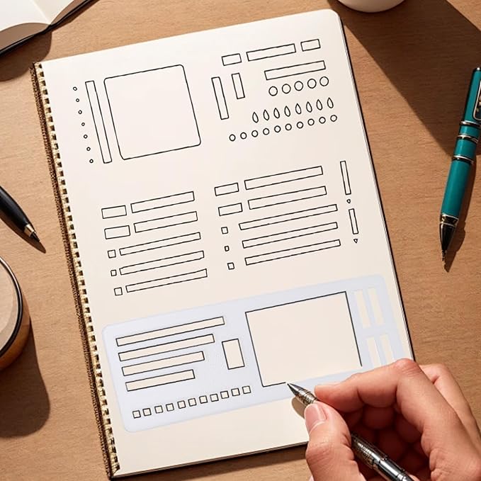 9 Pack Handmade Flexible Planner Stencils, Reusable Templates - Image 4
