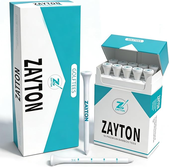 Funny Golf Tees for Men - 10x10 Count Premium Bamboo Tees in Novelty Vintage-Style Box - Hilarious Bachelor Party Favors, Groomsmen Gifts & Stocking Stuffers - 3-1/4" White Tees with Height Stripe