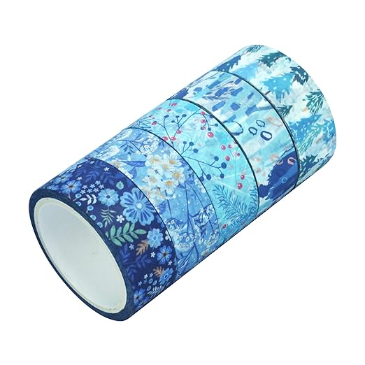YUBBAEX 10 Rolls Four Seasons Washi Tape Set Blue Snowflake Masking Decorative - Image 2