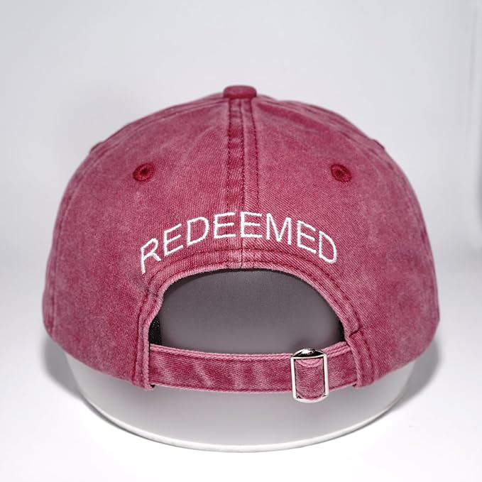 Christian Redeemed Cross Nails Hats for Men Women, Vintage Adjustable Cotton Embroidered Front & Back Baseball Cap