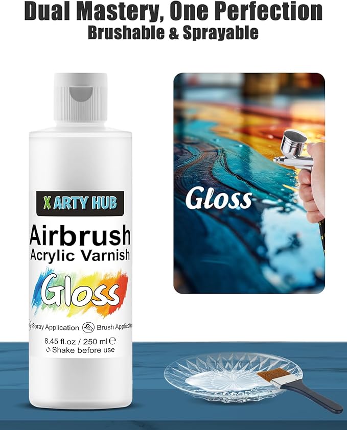 Acrylic Varnish Gloss 8.45 fl oz / 250 ml, Anti-Yellowing/Fading/Cracking - Image 2