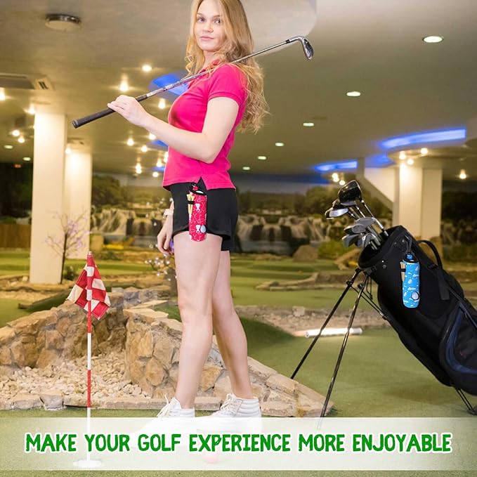 Halloscume 24 Pcs Golf Ball Holder Pouch with Tee Holder Keychain Belt Clip Hook Golf Carry Bag for Women Ladies Man Gifts