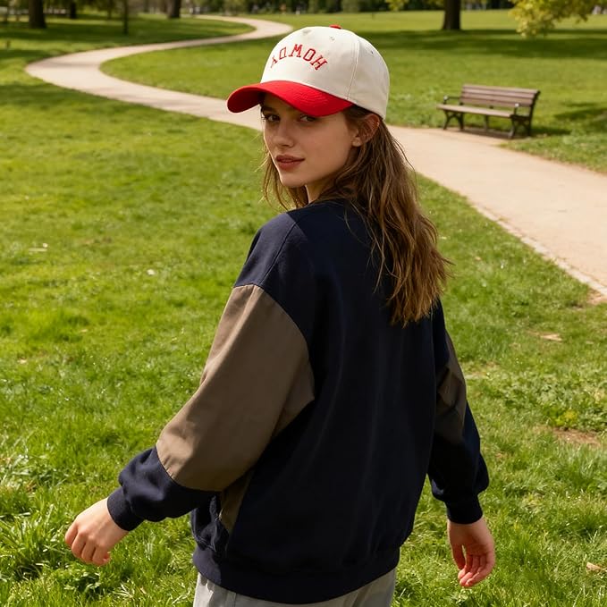 Two-Tone Cotton Baseball Cap with Embroidered Western Sayings - Adjustable Cowboy Style Hat for Men and Women