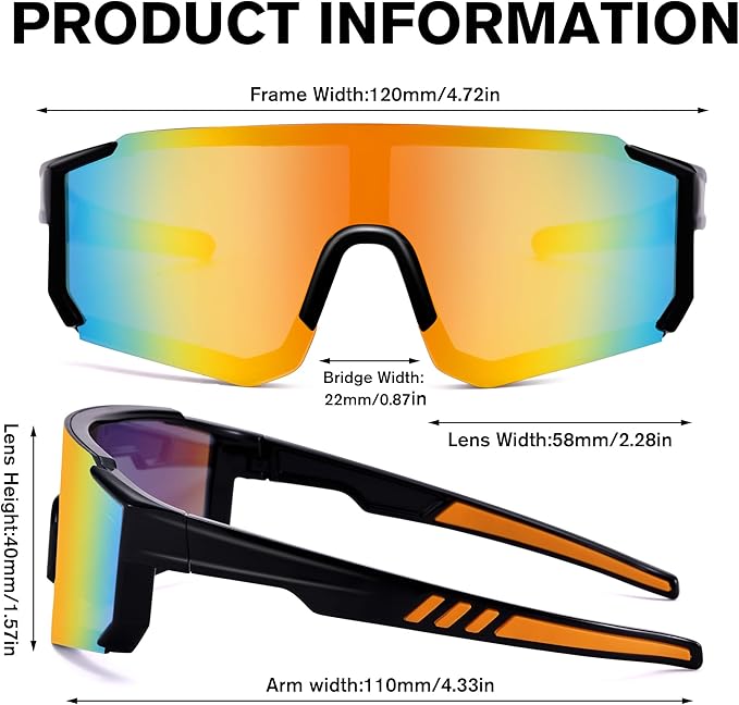 COASION Kids Baseball Sunglasses - Baseball Sunglasses for Boys Girls With Strap - Sports Softball Shades Age 3-10