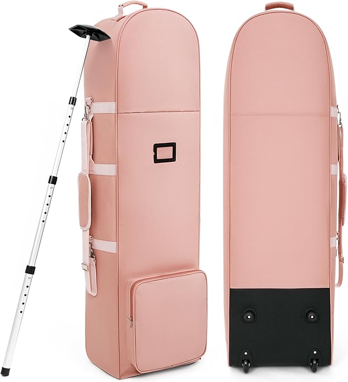 DAREKUKU Golf Travel Bags for Airlines with Adjustable Support Rod and Detachable Shoulder Straps, Hard case Top Soft Foldable Golf Club Travel Covers