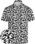 Golf Polo Shirts for Men Funny Print Short Sleeve Golf Shirts Performance Golf Polos