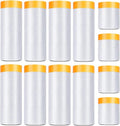 12 Pack Tape and Drape, 3 Sizes Pre-Taped Masking Film Plastic Sheeting Cover by KUANVE