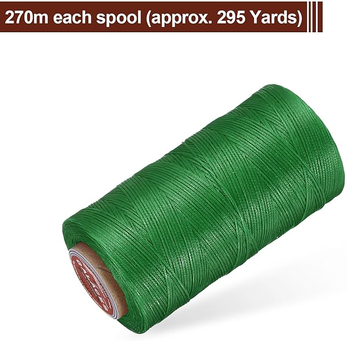 uxcell Flat Leather Sewing Waxed Thread, 270m / 295 Yards Polyester Wax String - Image 3