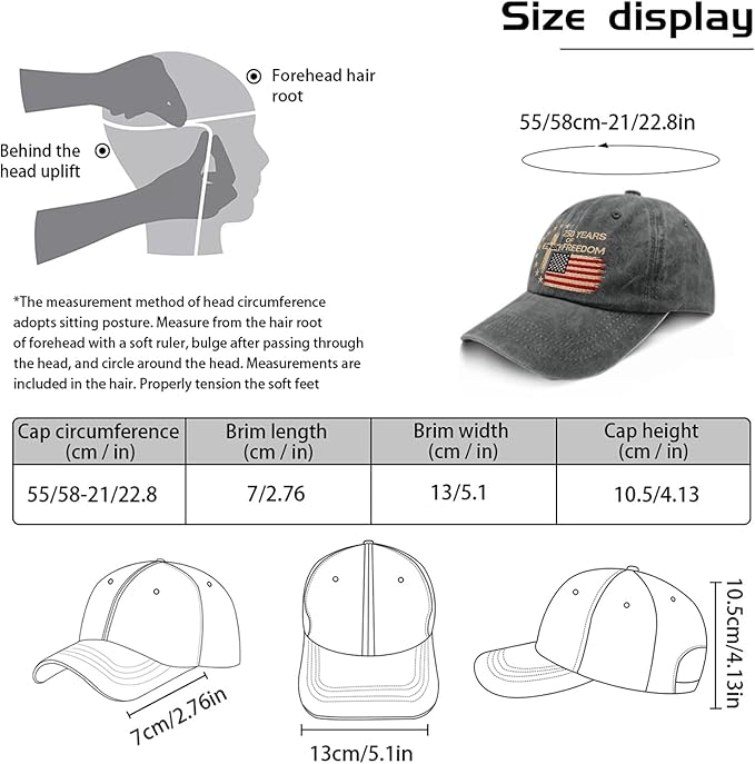 US 250 Years Freedoms 1776-2026 250th Birthday Embroidered Hats Garde Cap for Him