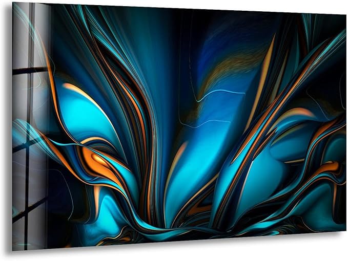 My Photostation.com 35.5Wx30H'' Orange & Blue Abstract Glass Wall ArtTempered by MyPhotostation