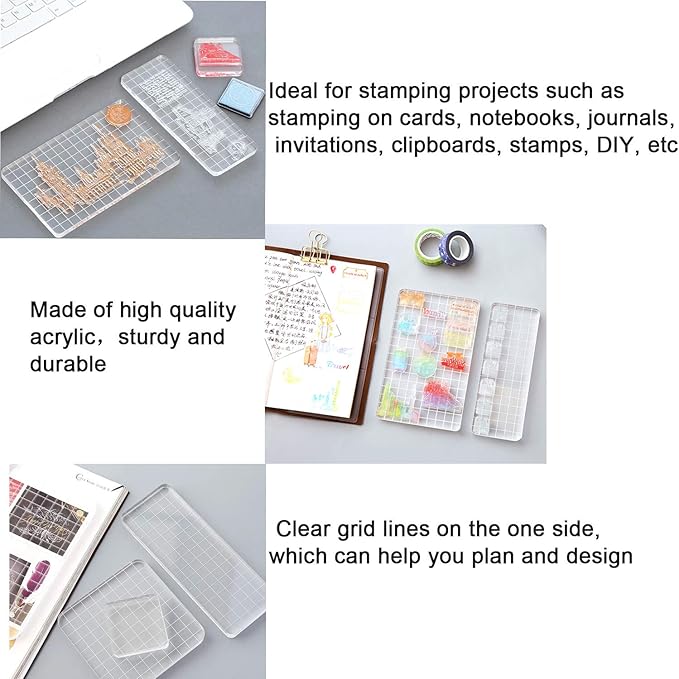 6 Pieces Stamp Blocks Acrylic Clear Stamping Blocks Tools - Image 4