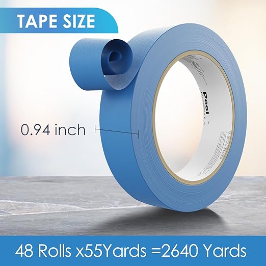 Blue Painters Tape 1 Inch Bulk, 48 Roll Painting Tape Blue Masking - Image 2