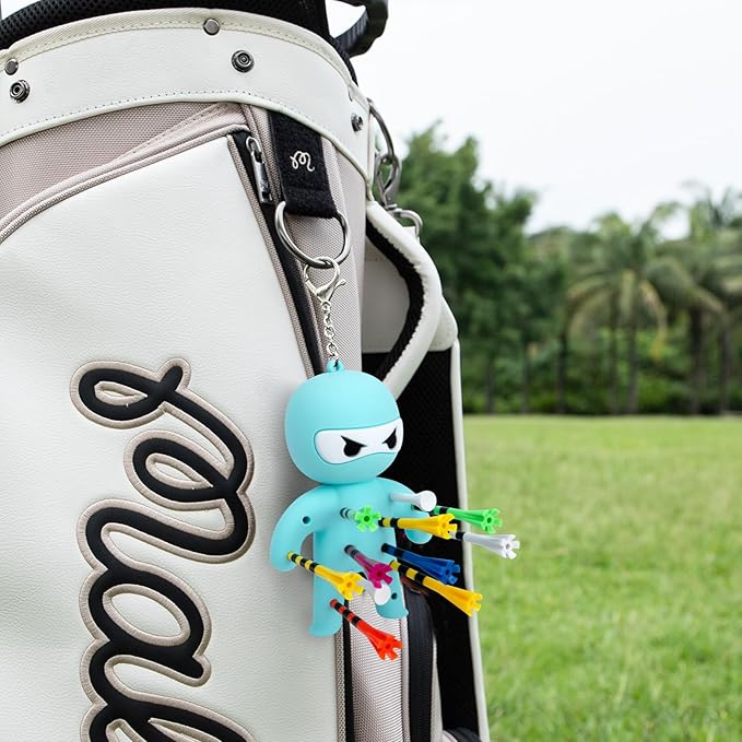 Golf Tee Holder, Ninja Portable Funny Golf Tees Holder Keychain Golf Gift Golf Accessories for Men & Women