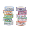 Washi Tape Set 10 Rolls, Embroidery Patterns Decorative Paper Sticker by Zellykool