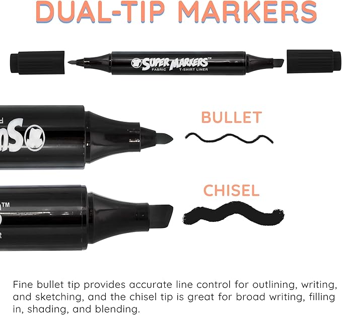Super Markers Black Dual Tip Fabric & T-Shirt Markers - Image 4