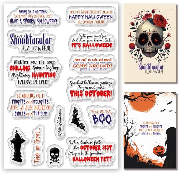 Halloween Words Clear Stamps for Card Making anding Halloween Alphabet Skulls by BEUNITONE