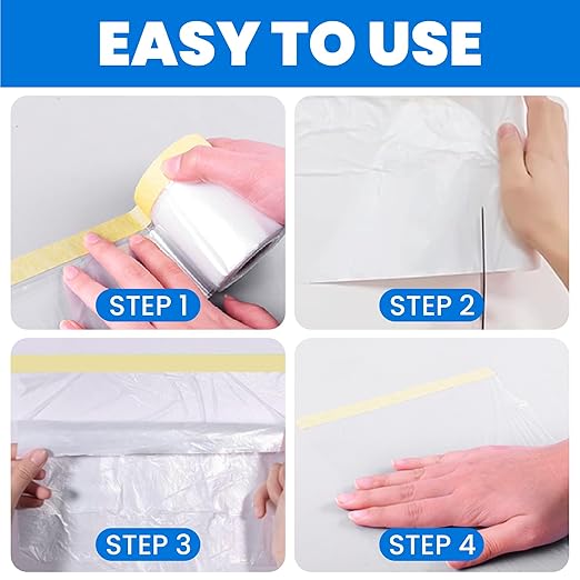 TAPEBEAR Pre-Taped Masking Film 22inch x 65feet, Plastic Cover - Image 7